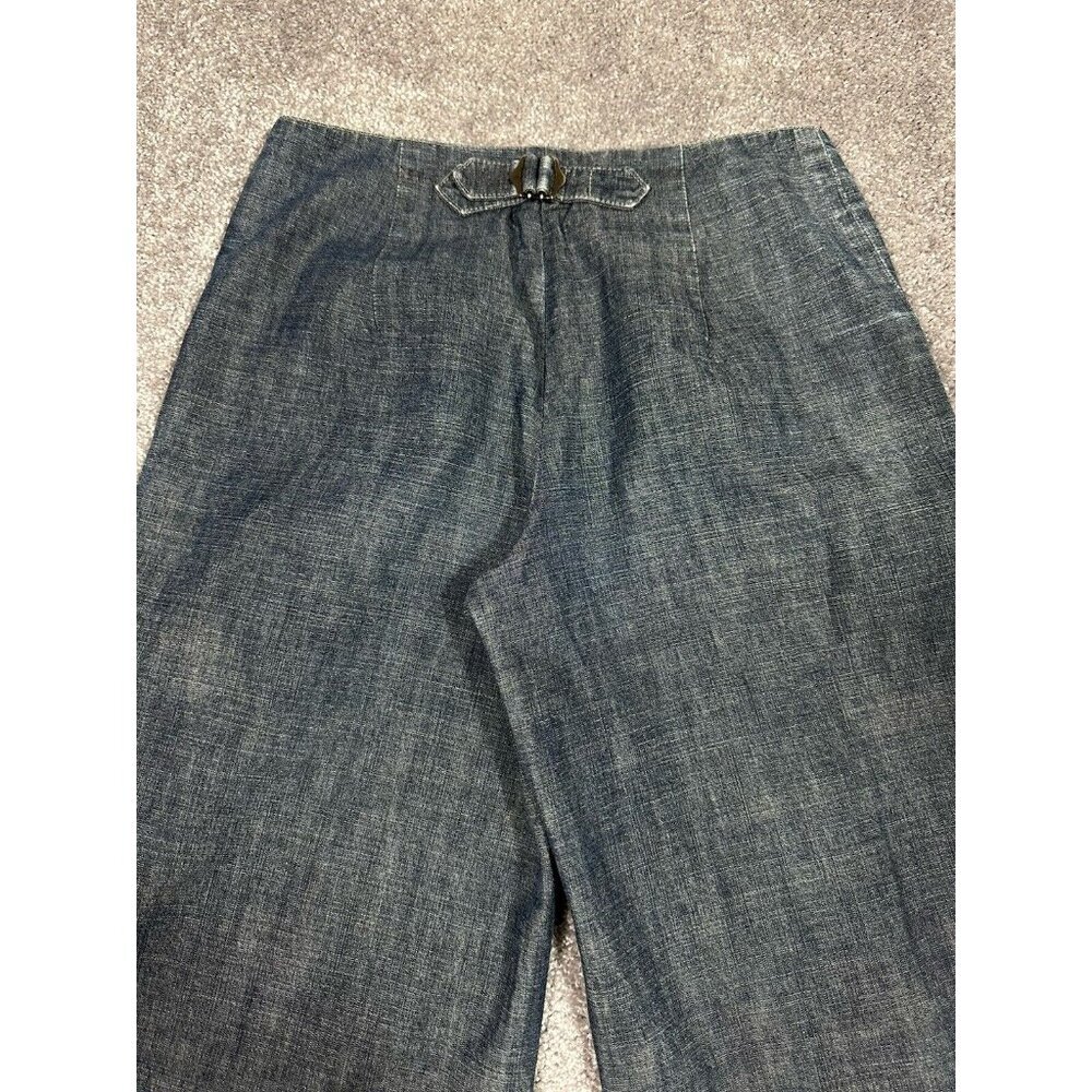 Vtg Iena Pants Womens 38 US Medium Blue Denim Wide Leg Cropped Sailor Na… - Picture 11 of 14
